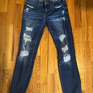BKE Blue Skinny Jeans with Distressed Detailing